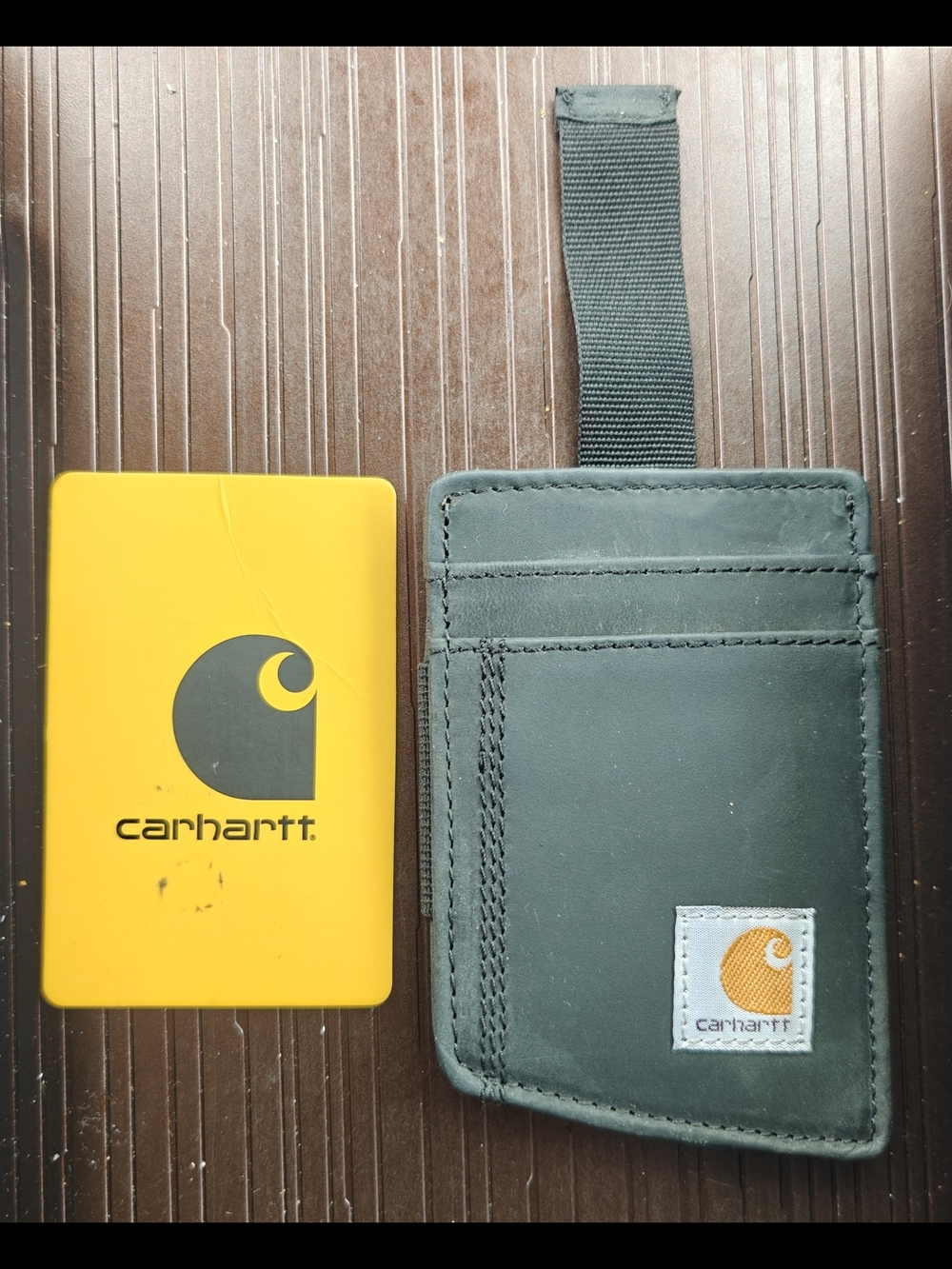 Carhartt Green Cardholder Wallet with Yellow Logo Patch